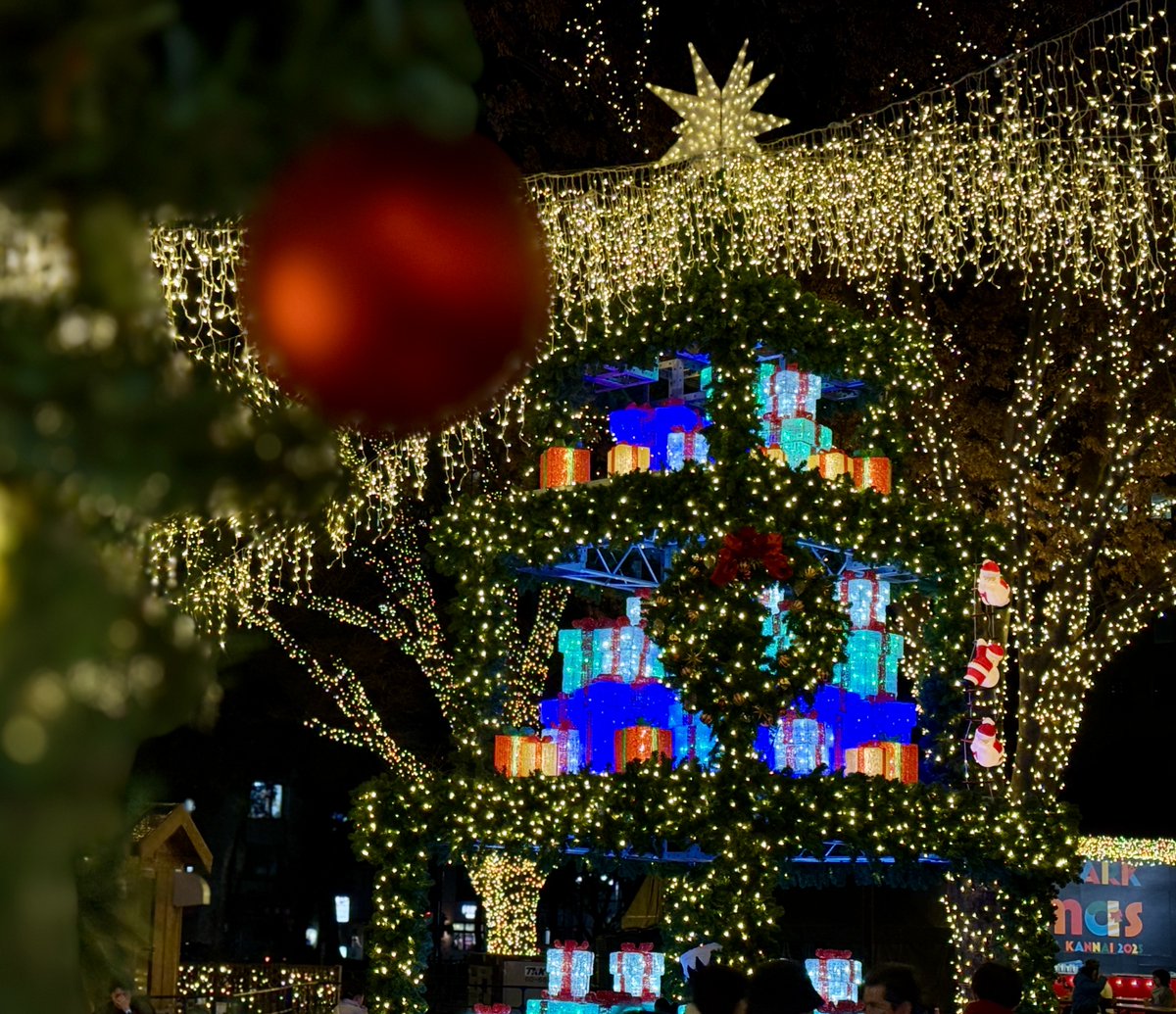 ydb_yokohama's tweet photo. 「BALLPARK Xmas YOKOHAMA KANNAI 2025」🎄

会場内には巨大なホワイトクリスマスツリー、横浜公園らしい星型のフォトスポットが登場📸 
横浜公園から日本大通りへと続く約430mのライトアップを、温かいグルメ片手に、煌めく街を楽しみませんか🌟

開催は12/25(木)まで✨

詳しくはこちら 
https://t.co/s3jyLM60pa

#BALLPARKXmas #横浜公園 #クリスマスマーケット2025 
#baystars