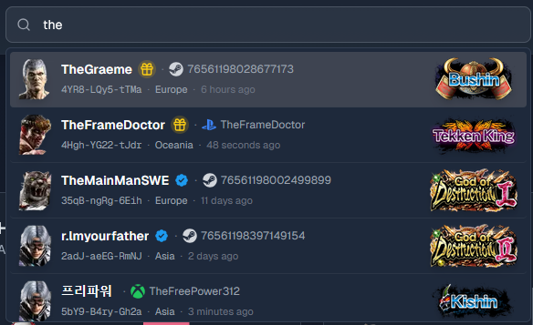 Updated the search bar so that you can now search by xbox/steam/psn name. Some platform names will be missing while the backend fetches/saves them :)