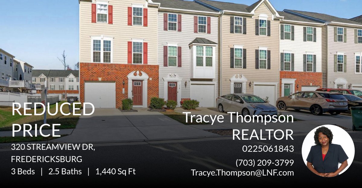 tracyet's tweet photo. 📍 Reduced Price 📍 This recently reduced home at 320 Streamview Dr in Fredericksburg won't last long, so, don't wait to set up a showing! Reach out here or at (703) 209-3799 for more information!

Tracye Thompson REALTOR
GRI, ABR,... https://t.co/xhezaLJYJc https://t.co/t3gkU6zQEO