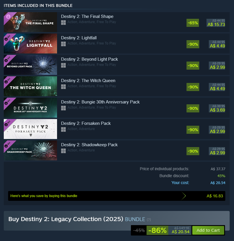 RitoCopy's tweet image. getting back into destiny 2 has never felt so good on the wallet