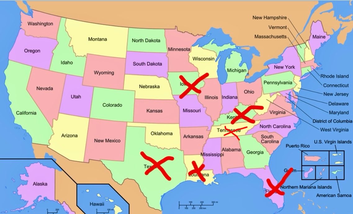 Full Rtc Map @Roblox_RTC Full State lawsuit map States that have a X on them are suing