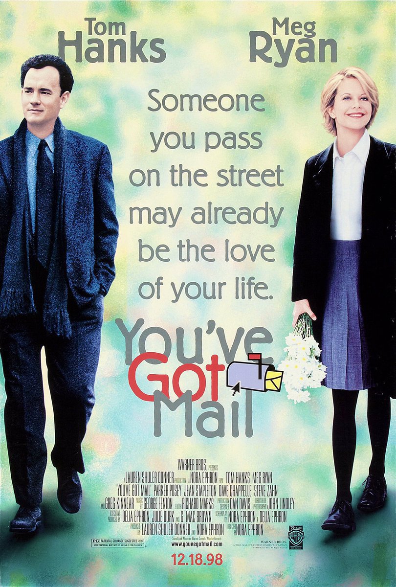 FilmNewsNos's tweet photo. 🎬MOVIE HISTORY: 27 years ago today, December 18, 1998, the movie ‘You’ve Got Mail’ opened in theaters!
#TomHanks #MegRyan #ParkerPosey #JeanStapleton #GregKinnear #SteveZahn #HeatherBurns #DaveChappelle #DabneyColeman #NoraEphron https://t.co/M3wO6tXXRd