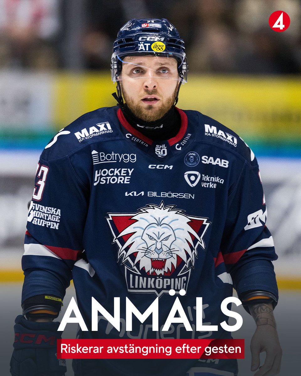 TV4_Hockey's tweet image. Robin Kovacs är anmäld till svenska ishockeyförbundets discplinämnd efter sin kritiserade gest mot Djurgårdssupportrarna i gårdagens match 🏒 Ett beslut om vidare straff beslutas under fredagen.