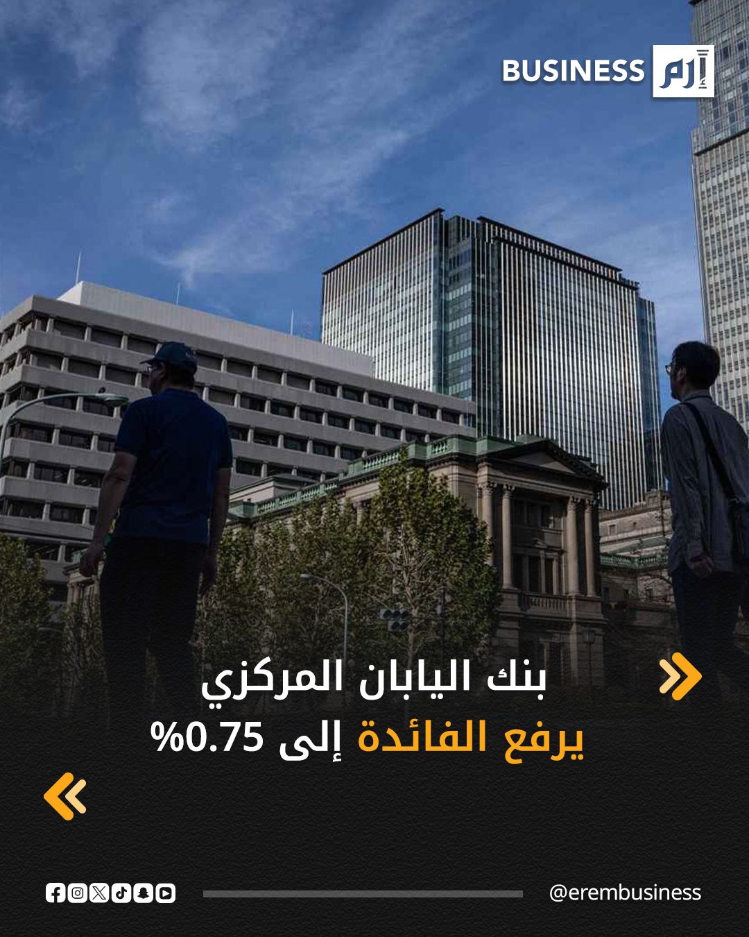 رفع بنك اليابان المركزي أسعار الفائدة اليوم الجمعة متخذاً خطوة تاريخية أخرى نحو إنهاء عقود من الدعم النقدي الهائل وتكاليف الاقتراض فائقة التيسير.. وكما كان متوقعاً على نطاق واسع، رفع البنك المركزي أسعار الفائدة قصيرة الأجل إلى 0.75% من 0.5% بالإجماع. 