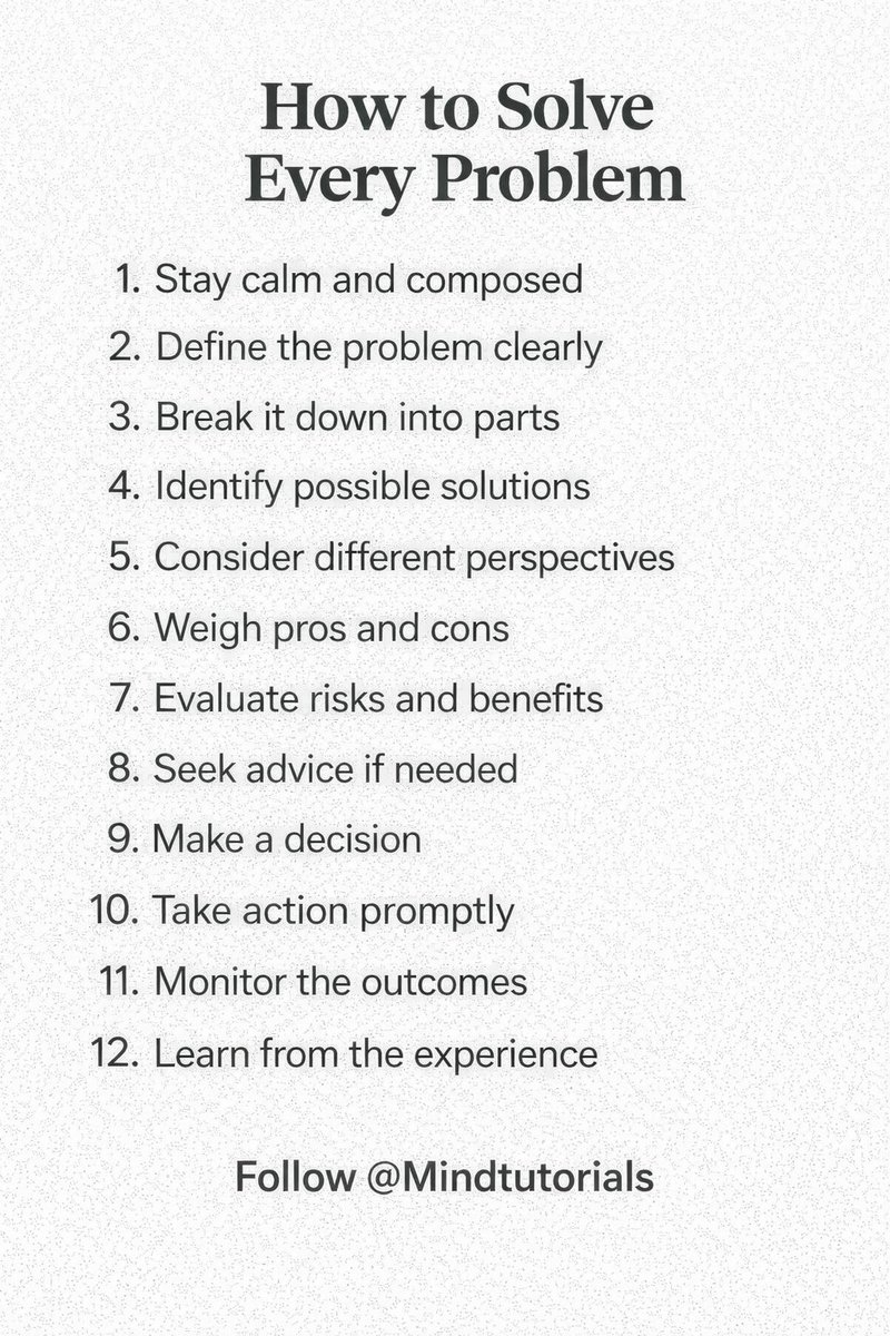 Mindtutorials's tweet image. How to Solve Every Problem