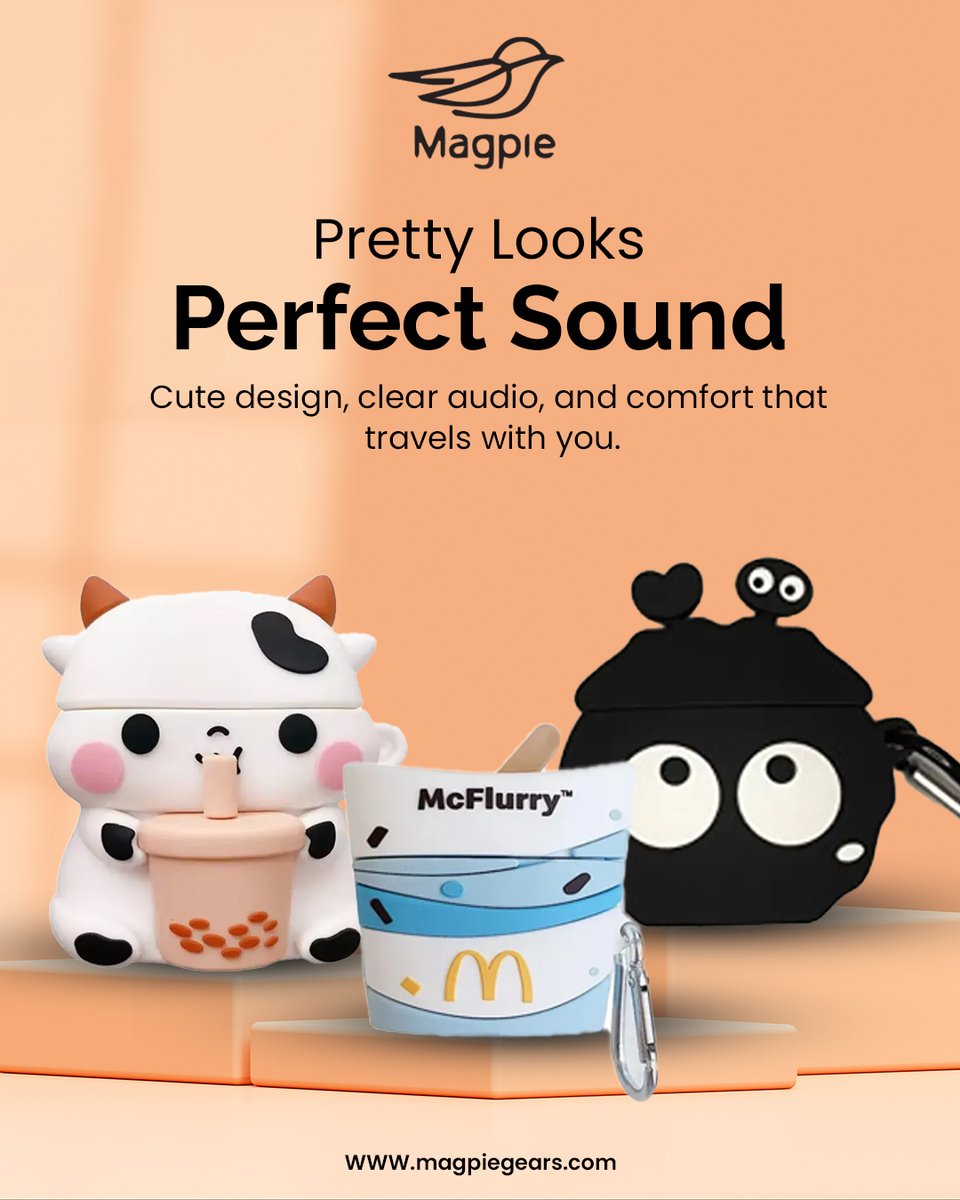 magpiegears's tweet image. ✨ Pretty Looks. Perfect Sound. ✨

Magpie brings you stylish designs that don’t just look adorable but deliver comfort, clarity, and sound quality that travels with you wherever you go.

🛍️ Shop Now: magpiegears.com

#CuteTech #StylishAudio #SoundWithStyle #AirPods