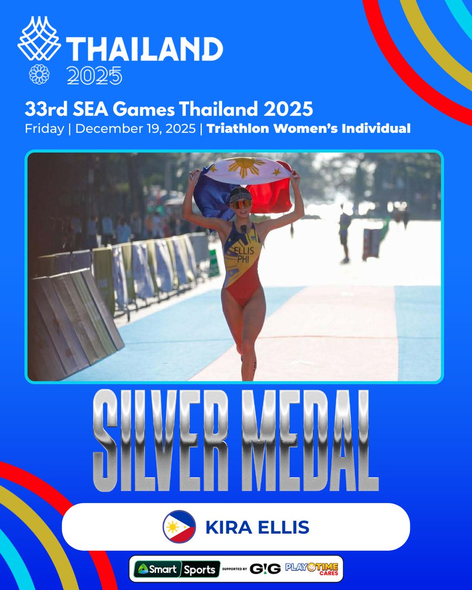 🏃‍♀️🏊‍♀️🚲🇵🇭🥈SILVER FOR KIRA🥈🇵🇭🚲🏊‍♀️🏃‍♀️

Kira Ellis wins silver in the Triathlon Women's Individual at the 33rd Southeast Asian Games!

📸 POC Media Pool

#SmartSports #SEAGames2025

***

Do easy tasks, get free load! Visit gigrewards.ph today!