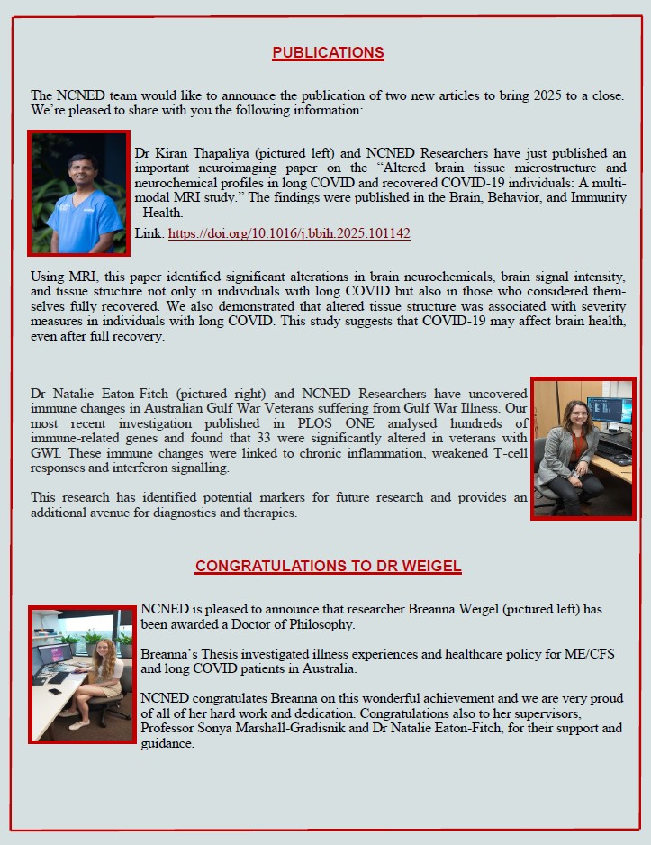 NCNEDResearch's tweet image. The NCNED is pleased to release the latest edition of our December newsletter (please see below).
Please feel free to distribute this newsletter to people you think may be interested and encourage them to contact us if we can assist them in any way. #GriffithUni, #GriffithHealth