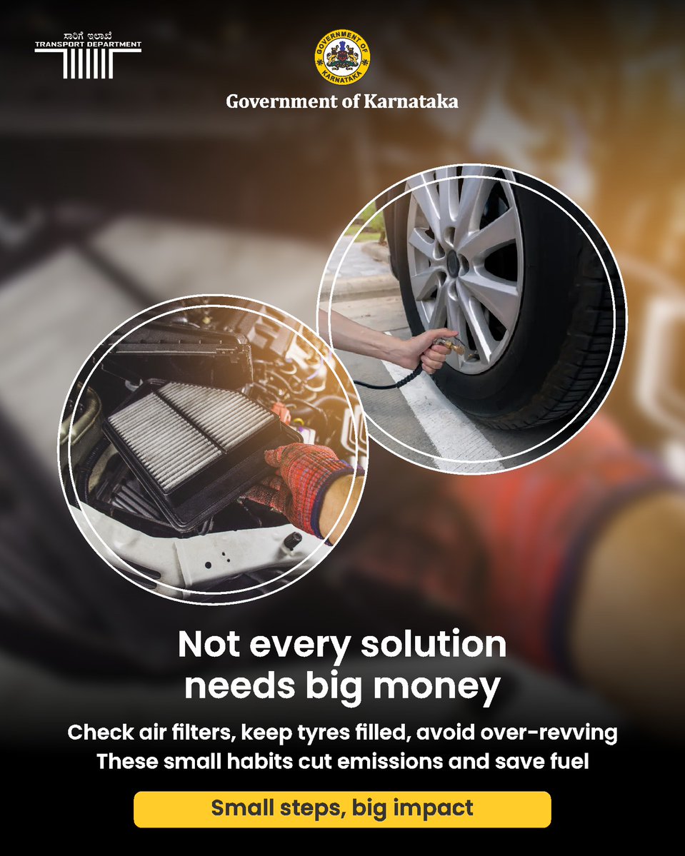 Your vehicle needs regular health check-ups too! 🚗⚙️

Regular servicing, engine oil changes, tire pressure checks, and filter cleaning may seem small — but they extend your vehicle’s life and help reduce pollution. 🌿

#VehicleCare #CleanAir #EcoDriving #PUCCheck