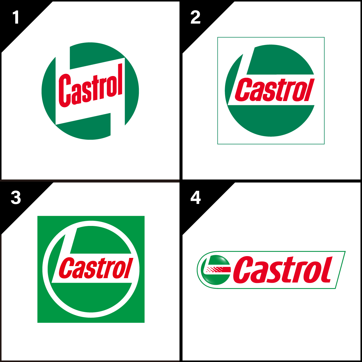 castrol_jp's tweet photo. ／
カストロールから皆様にアンケートです📣
＼

画像内にあるロゴのうち、皆様が一番思い入れがある
ロゴはどれですか？

リプライで番号を教えてください！

アンケートの結果、
最も票数が多かったものは【12/22 (月)】に発表！

回答期限は前日の12/21まで！

#Castrol #カストロール https://t.co/OwP3JIPV3p