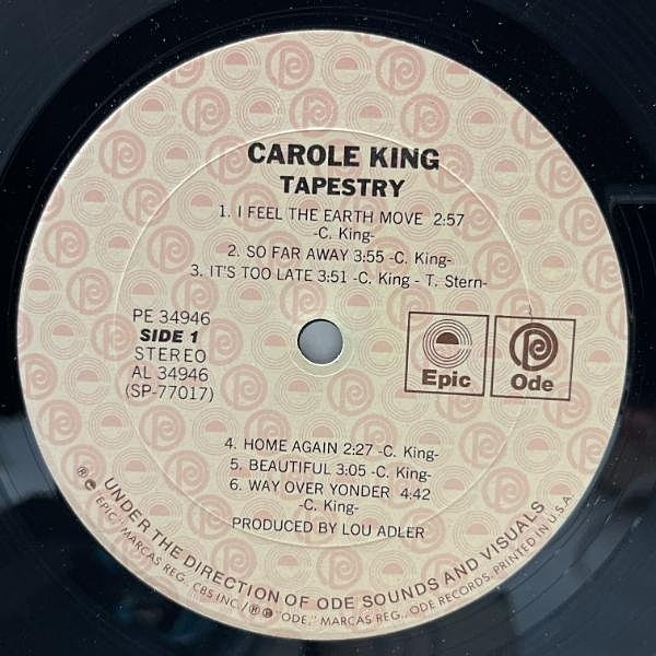 極厚の大音圧／Epic配給版】米 US Mid 70sプレス PE規格 CAROLE KING