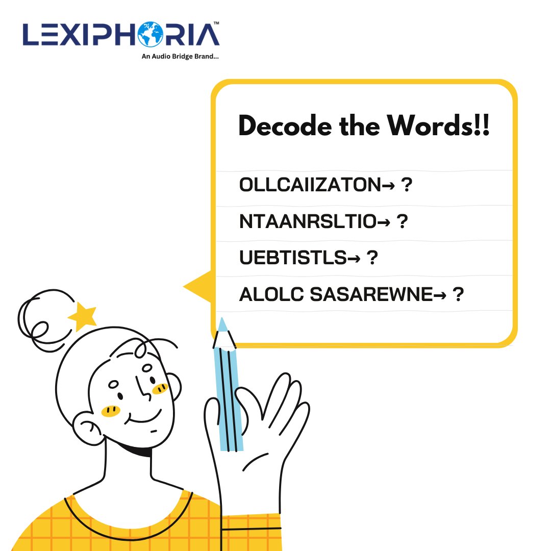 LexiphoriaInd's tweet photo. Can you crack these localization words?
Unjumble them and drop your answers in the comments ⬇️

#Lexiphoria #Localization #l10n #LocalizationMatters #GlobalGrowth #FunFriday #DecodeTheWordChallenge https://t.co/srgqNYuB55