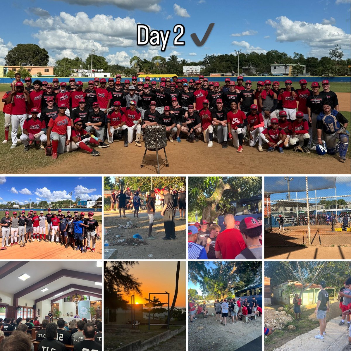 RavenBaseball's tweet photo. What a jam packed!

Fr Jeremy, Paul Dorr, Ricky Kmiecik lead us off w/ team mass.

Then a trip to Santo Domingo to donate baseball equipment.

Then traveling to the sugar cane villages to deliver health kits.

Ended the day having “family” dinners @ local restaurants! https://t.co/AzztgsgkQI