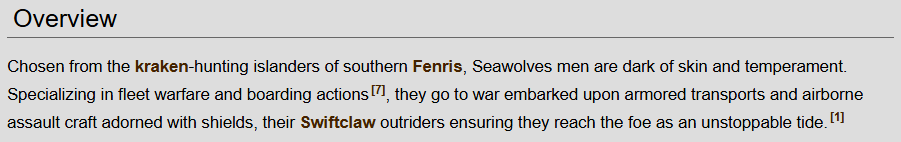 SimplyShae13's tweet photo. Fun Facts for 40k "Fans":

1) There ARE phenotypically white Salamanders. The stuff that happens on Nocturne doesn't change your race. It tints your skin no matter what race you were.

2) The Sea Wolves exist. See below! There also aren't really hard restrictions on SM race... https://t.co/daKiOfQXGO