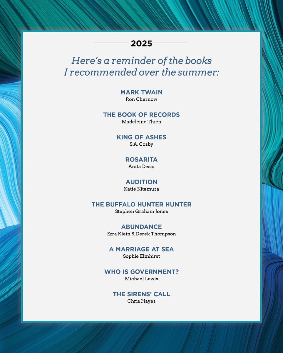 Barrack Obama 2025 book recommendations.📚✨

Which of these books have you read or are on your TBR list?
#readmorelivebetter