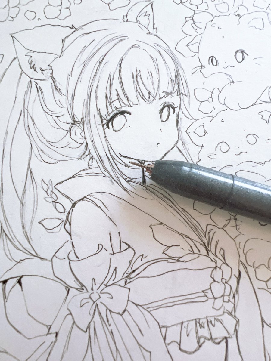 イラスト書きます！ wip🖊️いい感じに描けてます😊 #イラスト
