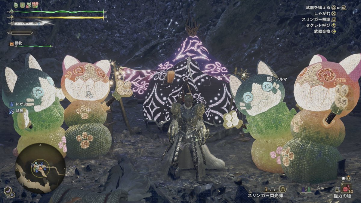 キャンプめっちゃキレイー！かわいー

#モンハンワイルズ