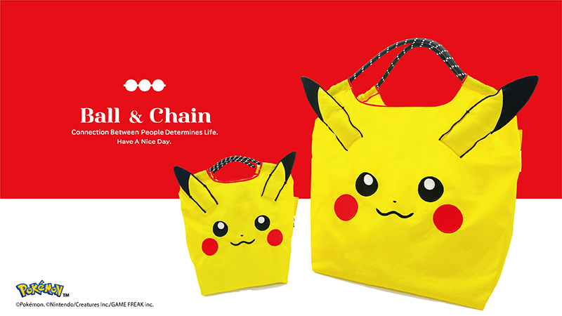 【新品未開封】ボールアンドチェーン　ポケモンピカチュウコラボ　エコバッグ 黒M ボールアンドチェーン × ピカチュウ コラボバッグ 【ブラック】販売