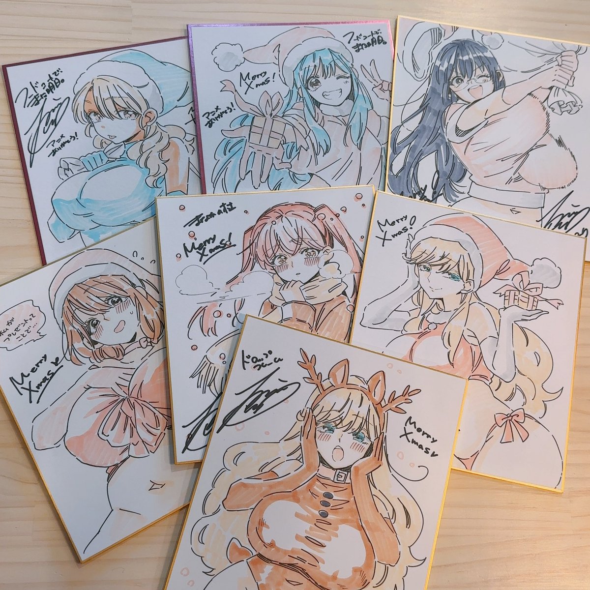 terra_1441's tweet photo. 店内にて描き上げたラフ色紙（中色紙サイズ）も全て完売しました、ありがとうございました！ https://t.co/f9ZoJFimnJ