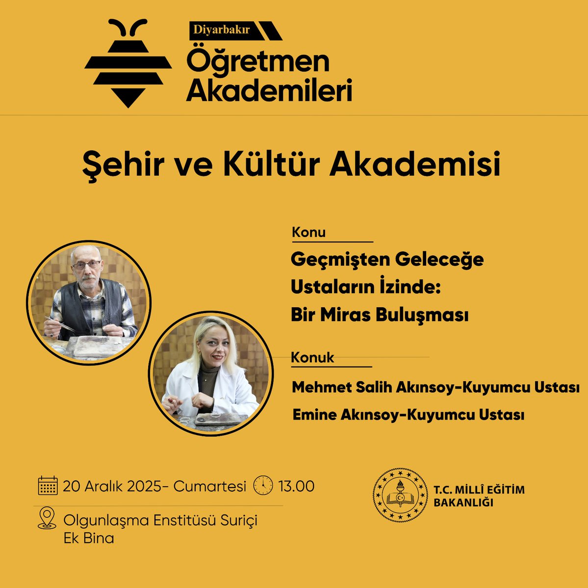 Kuyumcu Ustalarımız Öğretmen Akademileri’nde Öğretmenlerle Buluşuyor 💎

El emeği, sabır ve ustalık aynı buluşmada…
Kuyumcu ustalarımız, mesleki birikimlerini ve gelenekten geleceğe uzanan hikâyelerini Öğretmen Akademileri kapsamında paylaşıyor.
Gelenek geleceğe taşınıyor;✨