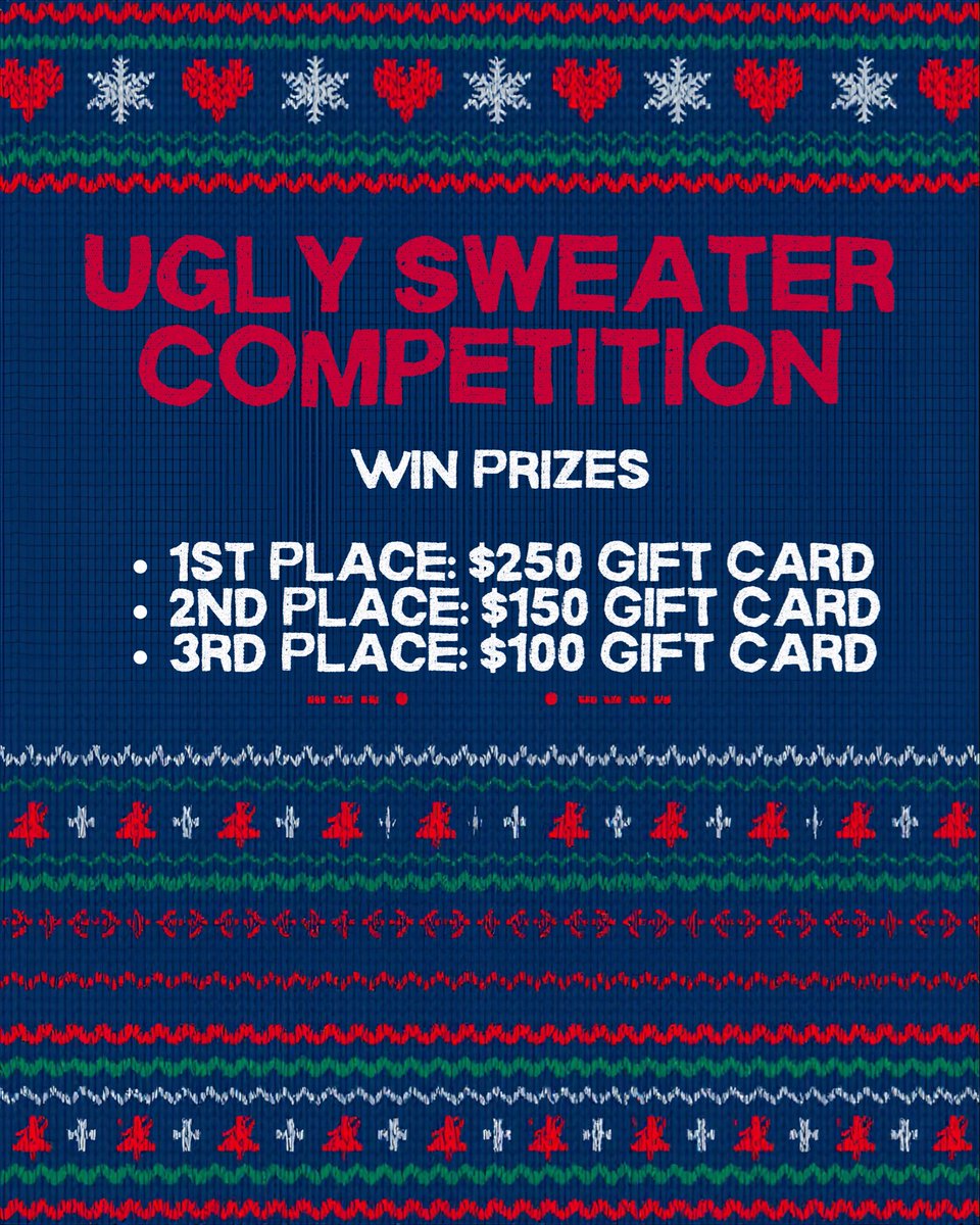 C4AMD_'s tweet image. 6th Annual Aires De Navidad: An Ugly Sweater Affair 🎶
Live music, Aguinaldos, pernil raffles &amp;amp; Domino board game competitions.

👕 Ugly Sweater Contest
🥇 $250 | 🥈 $150 | 🥉 $100

Family-friendly &amp;amp; all ages welcome.

 #WholeYouNYC @Osalikioficial