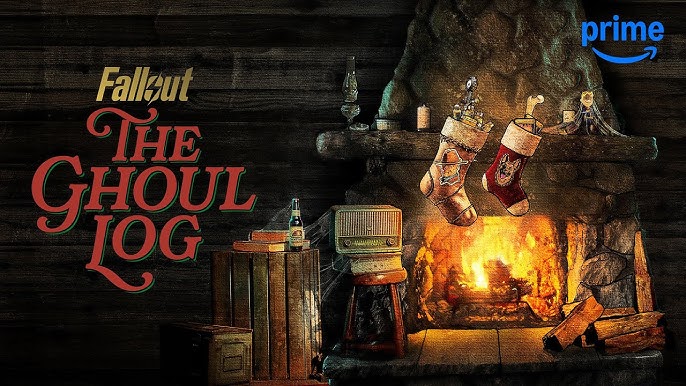 renee's tweet image. Just wanna let you all know that @falloutonprime has an ambient fireplace called The Ghoul Log playing holiday classics, hosted by Mr New Vegas. 💙💛
