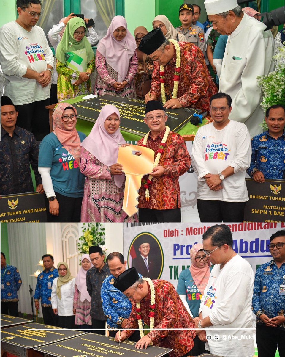 Abe_Mukti's tweet photo. Peresmian TK Muslimat NU Roudlotut Tholibin Kudus 

@Kemdikdasmen terus berupaya perkuat layanan PAUD melalui Program Revitalisasi Satuan Pendidikan yg merupakan mandat Inpres Nomor 7 Tahun 2025 sekaligus bagian dari Program Hasil Terbaik Cepat (PHTC) Bapak Presiden @prabowo. https://t.co/euGl5HopKb