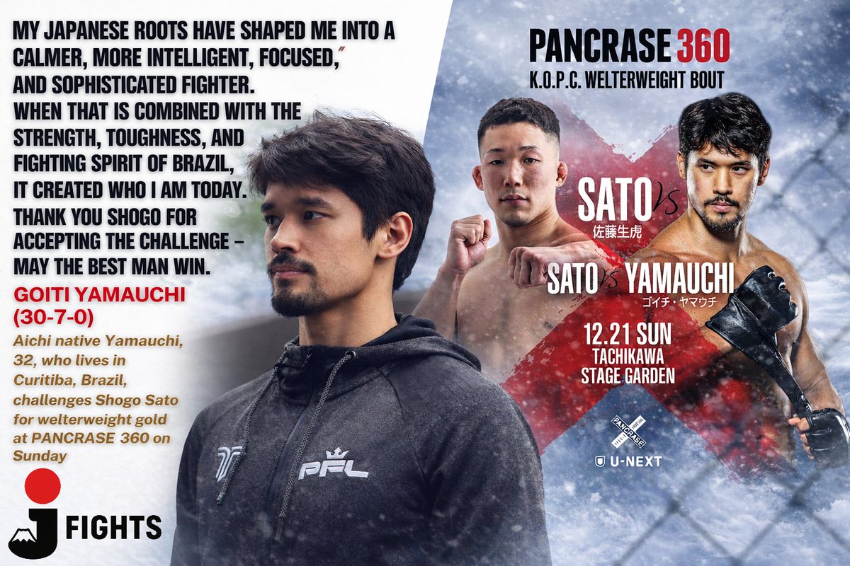 _MarkPickering's tweet image. 📰 Ex-@PFLMMA star Goiti Yamauchi challenges for @_PANCRASE_ gold on Sunday

👉 jfights.substack.com/p/from-japan-t…

@GoitiOfficial 
#MMA
#PANCRASE360