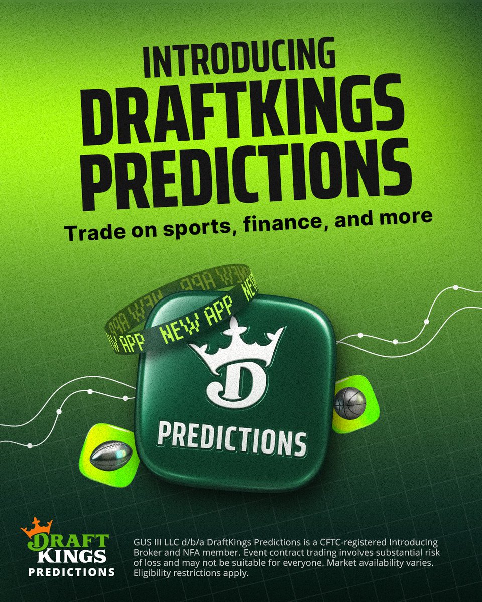 DKPredictions's tweet image. DraftKings Predictions is HERE!

Download the app to start trading on sports, finance and more - AVAILABLE NOW.