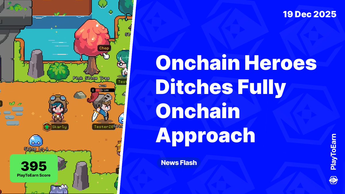 Onchain Heroes Ditches Fully Onchain Approach Ahead of OCH World 📰

PlayToEarn Score: 395 📈

<a href="/onchainheroes/">Onchain Heroes | Idle RPG</a> is shifting away from fully onchain. The new hybrid model combines onchain payments with offchain systems for faster updates &amp; better gameplay

Read more 🧵