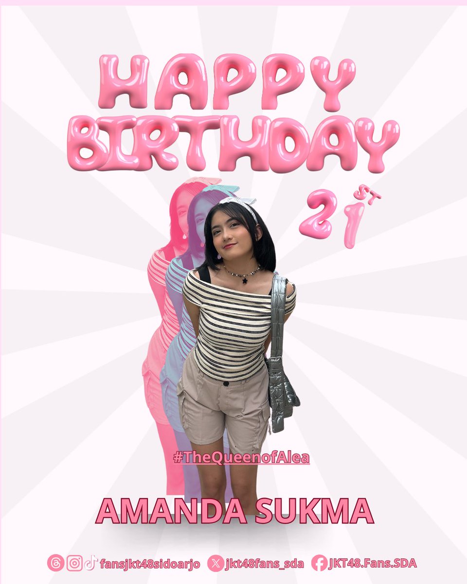 Selamat ulang tahun, Manda!
Terima kasih sudah menjadi warna yang indah di JKT48. Teruslah bersinar dengan caramu sendiri dan gapai semua mimpi-mimpimu. Always proud of you! 🤍✨

#TheQueenofAlea