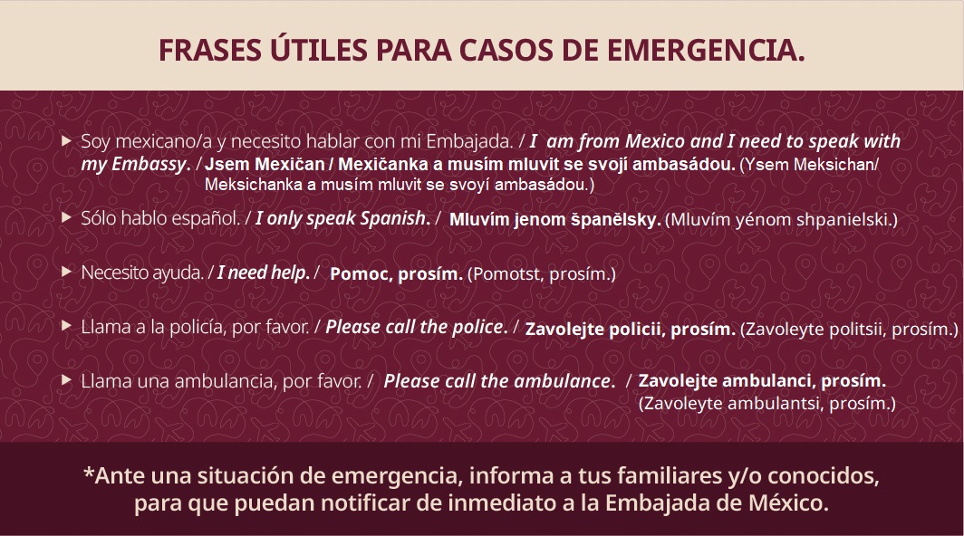 En casos de emergencia la Embajada de México en la República Checa  está cerca de ti. 🚨⚠️