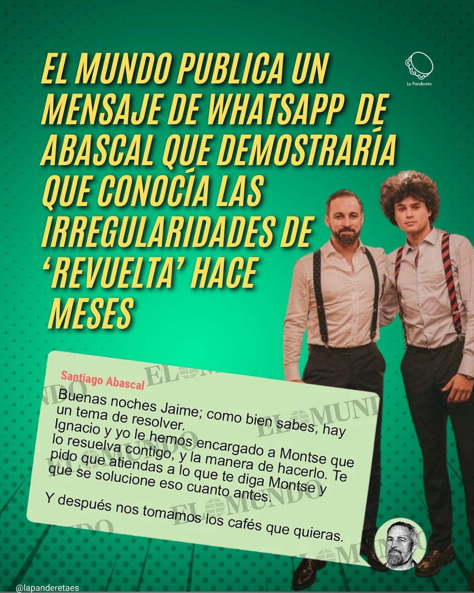 Según una exclusiva de El Mundo, han salido a la luz mensajes de WhatsApp en los que el presidente de Vox, Santiago Abascal, supuestamente habría ordenado intentar resolver y provocar la disolución de la organización juvenil Revuelta “cuanto antes”, en plena crisis interna por la