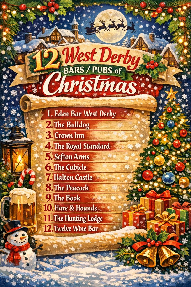 Are you planning to do the 12 #WestDerby bars / pubs of #Christmas ! Support your local bars / pubs this #Christmas and #NewYear in #Liverpool ! ❤️🎄🍺🥃🍹🍷🥂