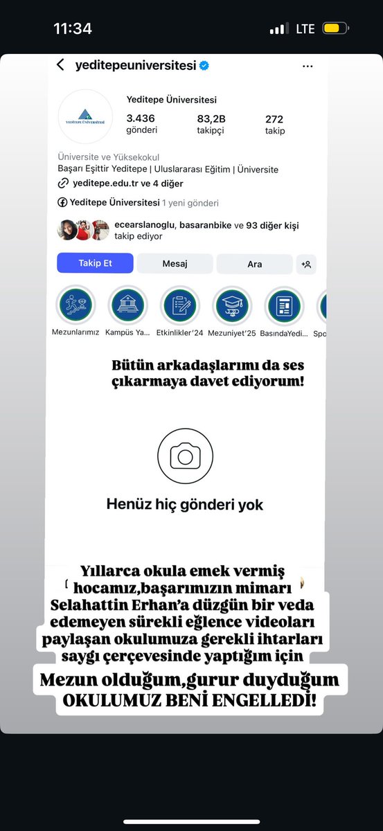 nevingayedogan's tweet photo. MEZUN OLDUĞUM ÜNİVERSİTEM BENİ ENGELLEDİ NEDENİ İSE BAŞARIMIZIN MİMARI OLAN HOCAMIZA VEDA ETMEYİ BİLE ÇOK GÖRDÜLER!!!! @YeditepeUni https://t.co/c2Ef0J2bBm