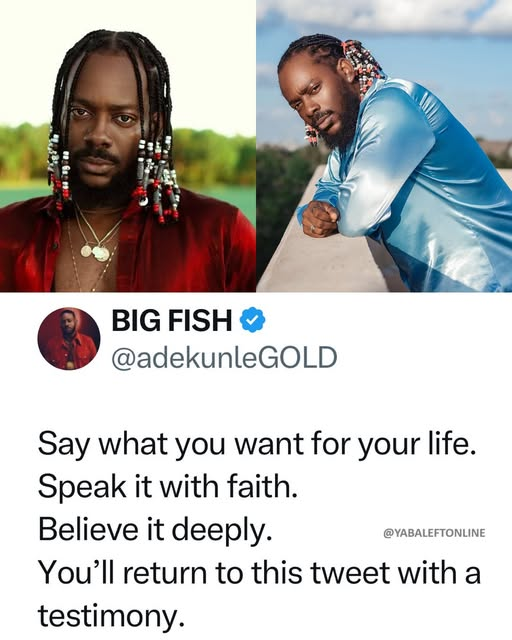 yabaleftonline's tweet photo. Singer, Adekunle Gold encourages fans to say what they want in faith and see what happens https://t.co/AAWTCr2ttb