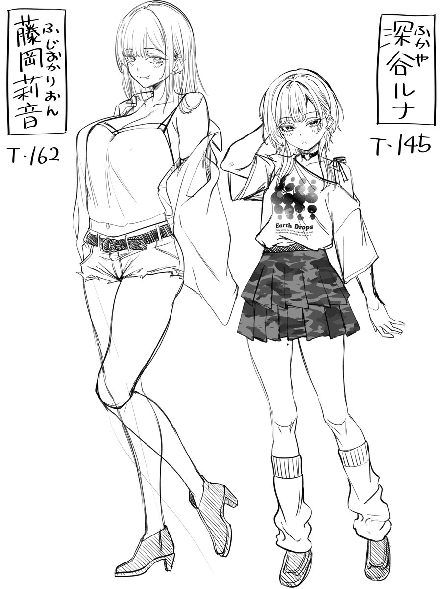 制作中の新作(同人作品)のキャラ2人。
私服パターンA 