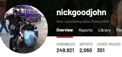 Very satisfying that I'm slowly creeping up to 250,000 scrobbles on <a href="/lastfm/">Last.fm</a>