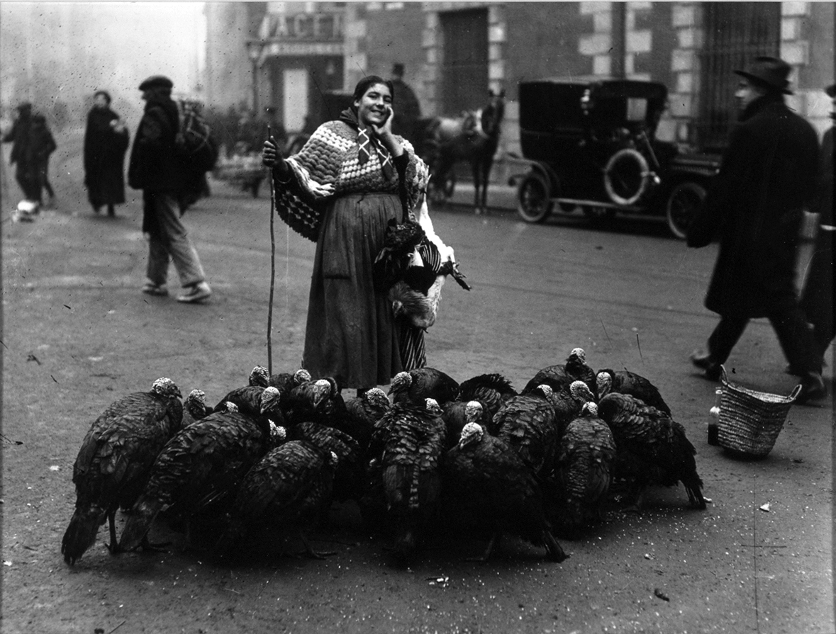Vendedora de pavos en la Plaza de Santa Cruz (diciembre de 1925) - 📷 Alfonso Sánchez Portela.

La fotografía recoge una escena costumbrista típica de las fiestas: la venta de pavos para la cena de Nochebuena. Durante décadas, la Plaza de Santa Cruz (muy cercana a la Plaza Mayor