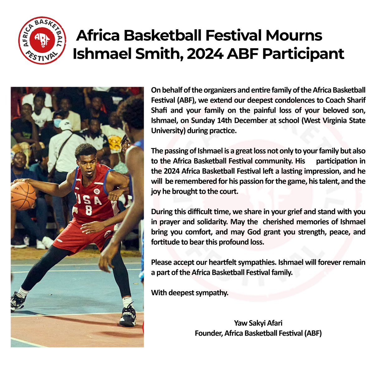 We mourn the loss of Ishmael Smith, a 2024 ABF participant. Our thoughts and prayers are with his family, loved ones, and the entire ABF community. 🕊️💔

#ripishmael