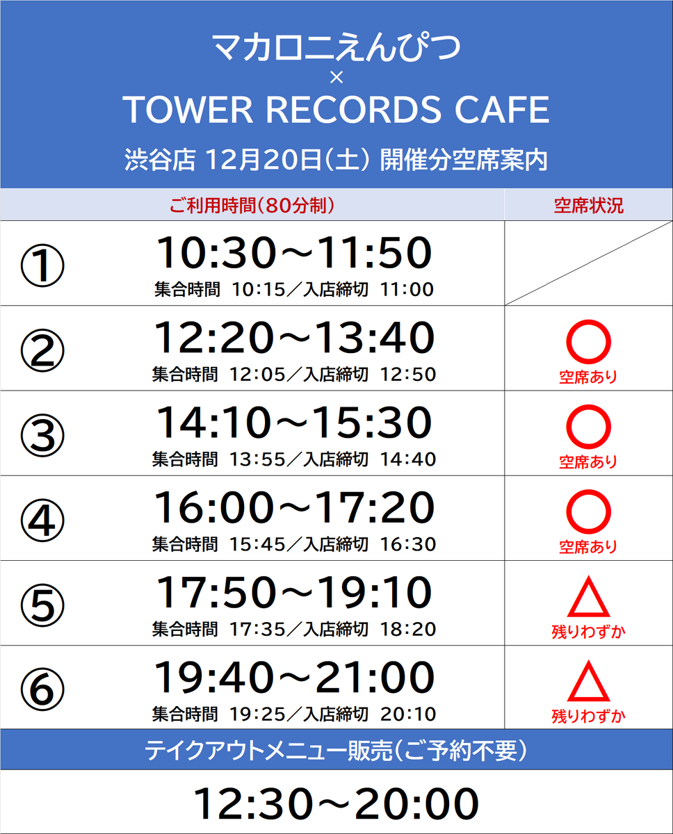 マカロニえんぴつ × TOWER RECORDS CAFE】 本日もご来店いただき