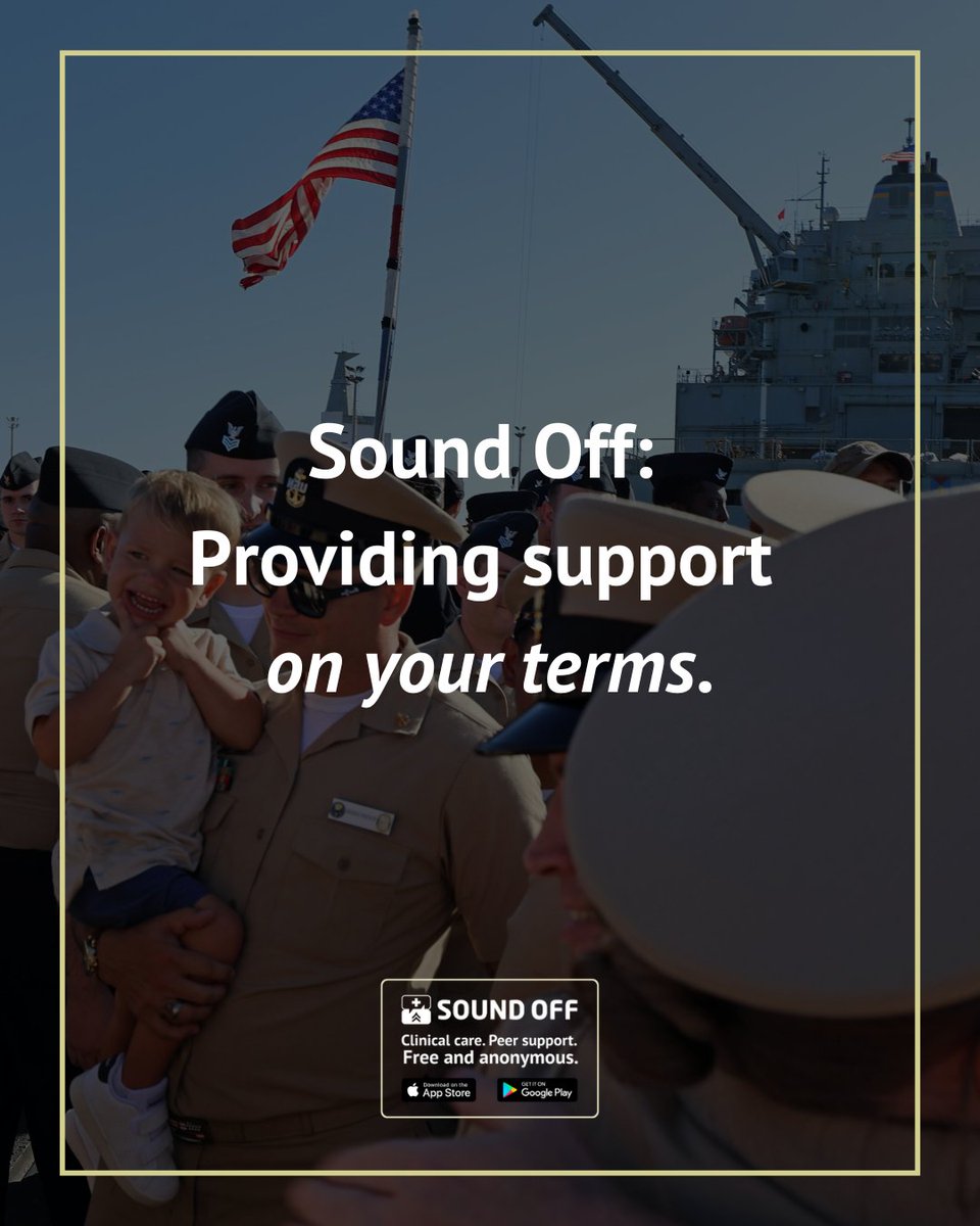 Step 1: Download the Sound Off app
Step 2: Choose: Talk to a trained peer or a licensed provider
Step 3: Stay anonymous. Get support anytime, anywhere.
Your story. Your terms. Your Sound Off.

Learn more: sound-off.com

#WarriorCareMonth #SoundOff #AnonymousSupport