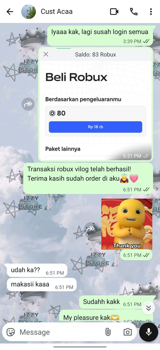 chroneic's tweet image. Perkara roblox error jadi lama prosesnya, makasih cust aku yg udah mau nunggu lama lopyu🫶