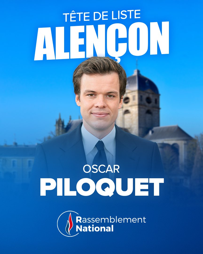 🔵 À Alençon, <a href="/OscarPiloquet/">Oscar Piloquet</a>, délégué départemental des jeunes RN dans l’Orne sera notre candidat aux élections municipales de mars 2026 ! 🇫🇷