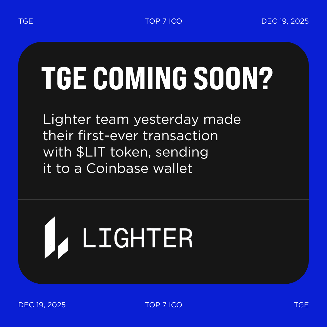 Lighter TGE coming soon? According to @doubletop_io, @Lighter_xyz team  yesterday made their first-ever transaction with $LIT token, sending it to  a Coinbase wallet. Afterwards, part of the tokens were transferred to a