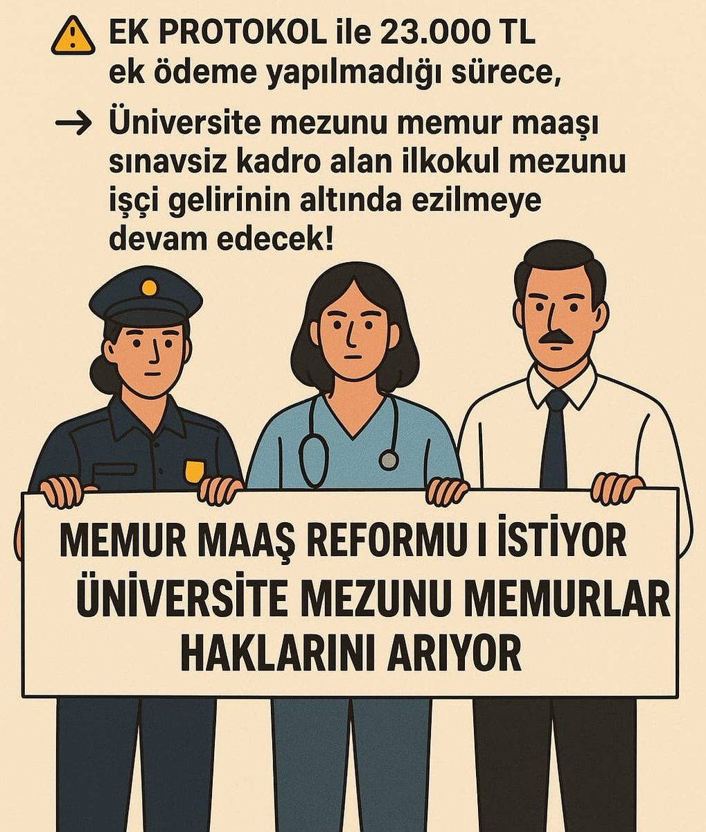 Yıllarca okuyup sınavla gelen Memurlar bugün ayakta kalma mücadelesi veriyor!
Kamuda Taşerondan geçen tem güv İşçisine memurdan 23.000₺ fazla veriliyor

Bu tablo değişmezse kamuda çalışma barışı kalmaz
Sorumlular artık çözüm üretmeli.
#memurneyapacak #tükeniyoruz Hayırlı Cumalar