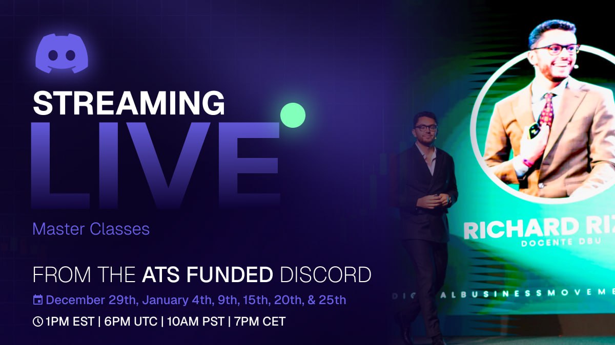 I’ll be hosting live masterclasses for traders and investors who want to sharpen their skills and build robust, repeatable trading strategies.

📍 Live on ATS Discord discord.gg/atsfunded
📅 Dec 29 | Jan 4, 9, 15, 20, 25

Serious education. Real frameworks. No noise.

Follow