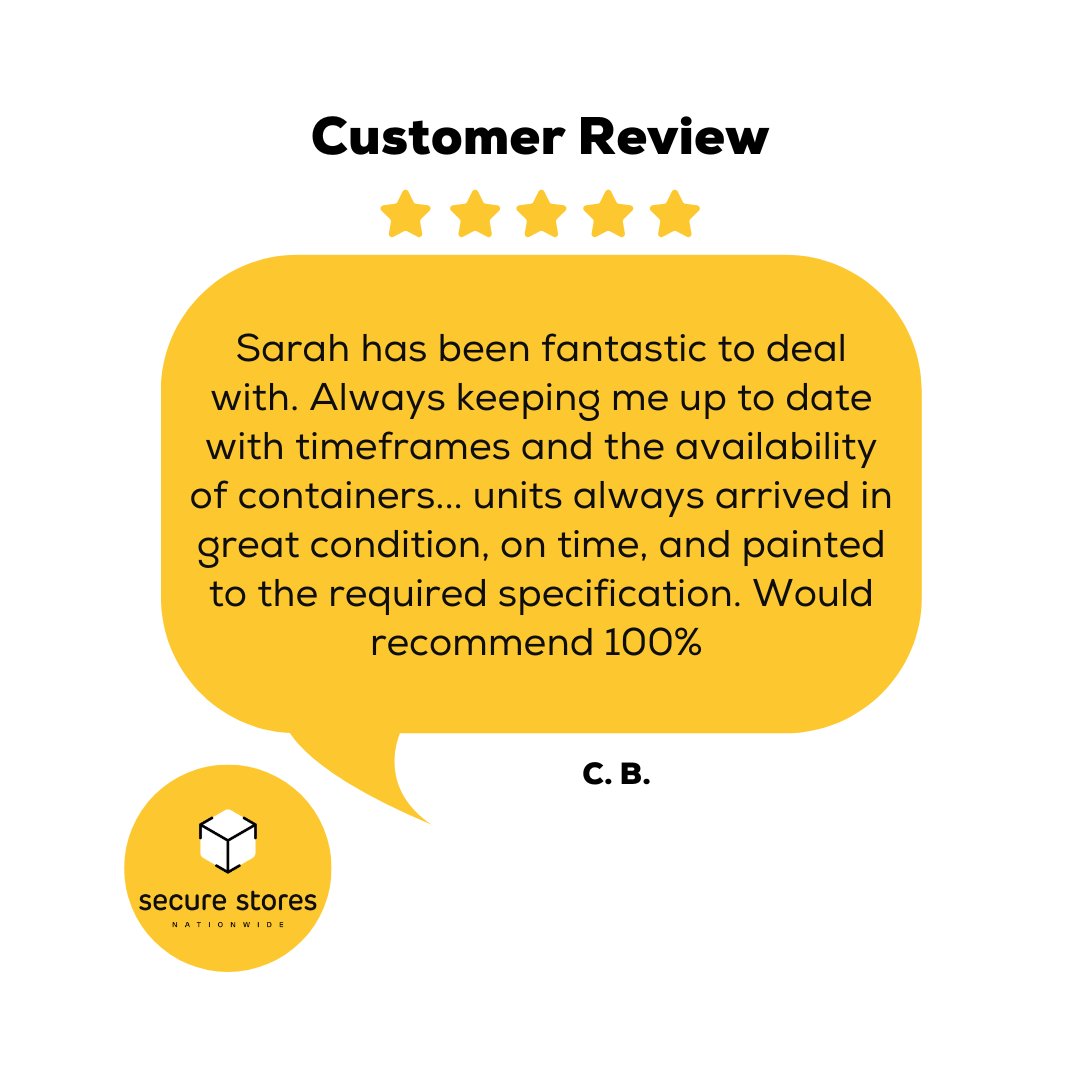 Thank you to our great customers for the kind words. 😊

If you are also interested in great customer service, don't hesitate to get in touch with us: securestores.co.uk

#SecureStores #GreatCustomerReview #ShippingContainers