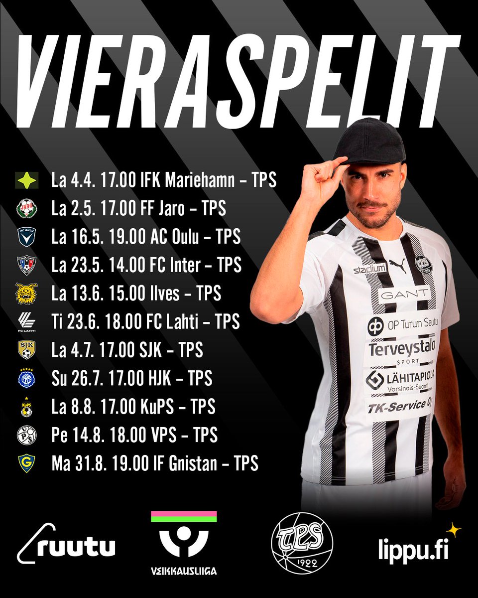 Veikkausliigan otteluohjelma on julkaistu! TPS kohtaa ensimmäisessä kotipelissään FC Lahden perjantaina 10.4.
 
🎫Kausikortit vielä loppuvuoden tarjoushinnoin: lippu.fi/fctps

📺Kaikki pelit näet myös Ruudusta: ruutu.fi/tilaa

#FCTPS #Veikkausliiga #Turku #TKOMV