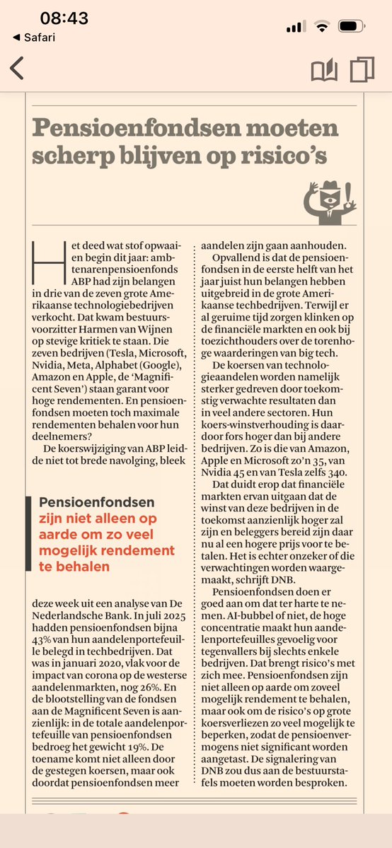 ABP verkocht 3 van 7 Magnificent Seven 

Negatief rendement ABP 1,8%!

Hele Pensioensector verloor 

200 mld in laatste 5 jaar

90 mld verlies RenteDerivaten 
Stilgezwegen!

⁦<a href="/FD_Nieuws/">FD Nieuws</a>⁩
⁦<a href="/NUnl/">NU.nl</a>⁩ @nos ⁦<a href="/telegraaf/">De Telegraaf</a>⁩ ⁦<a href="/ADnl/">AD.nl</a>⁩ ⁦<a href="/volkskrant/">de Volkskrant</a>⁩ ⁦<a href="/trouw/">Trouw</a>⁩